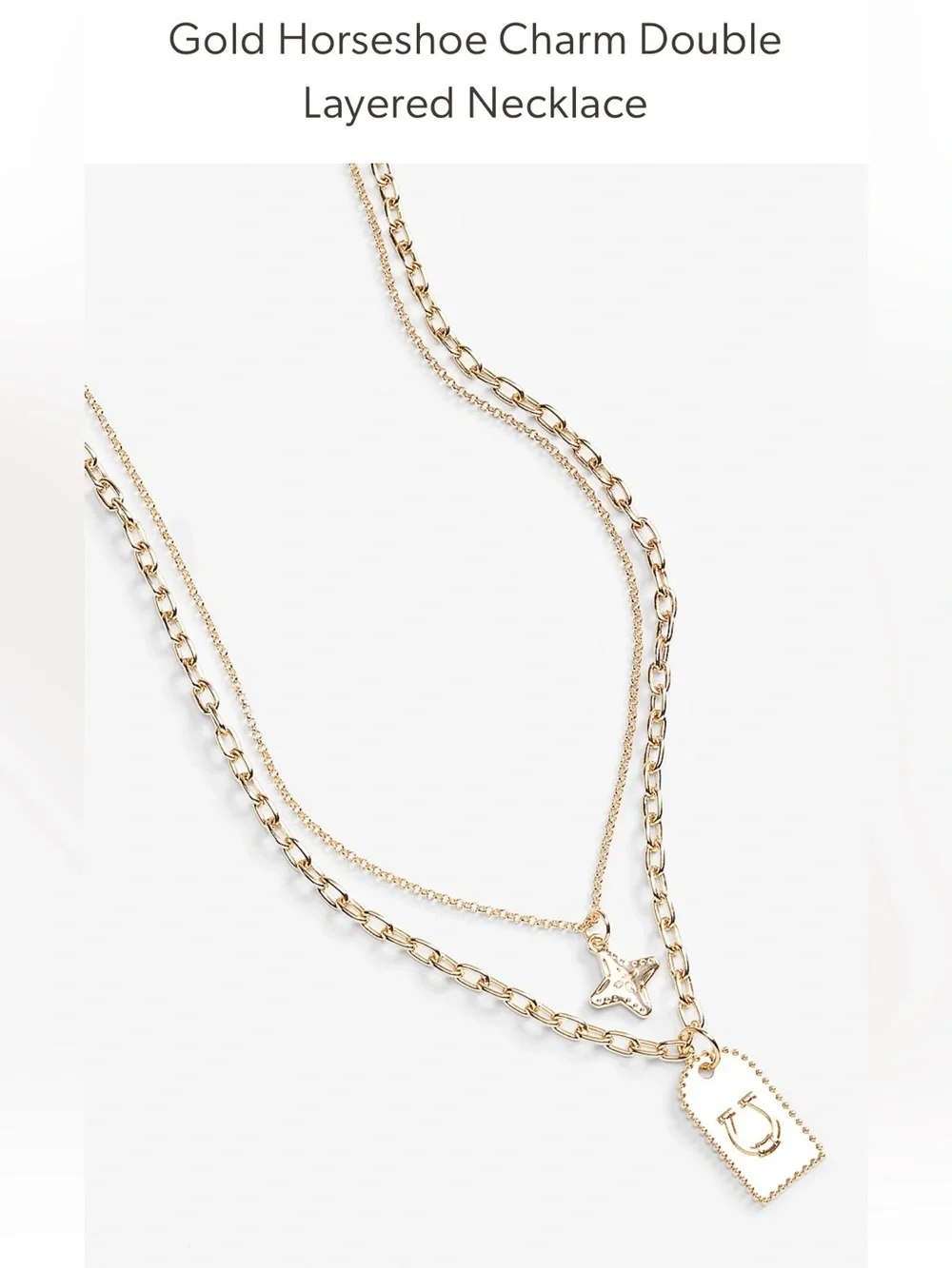 MAURICES Gold Horseshoe Double Layer Charm Necklace Western
